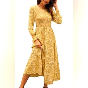 Lovely Long Sleeve Midi Dress Women's Size Large